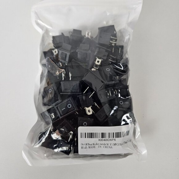 100 Pcs Black On/Off Boat Rocker Switch 10x15mm SPST 2Pin 3A 250V Snap-In Mini - Picture 3 of 9